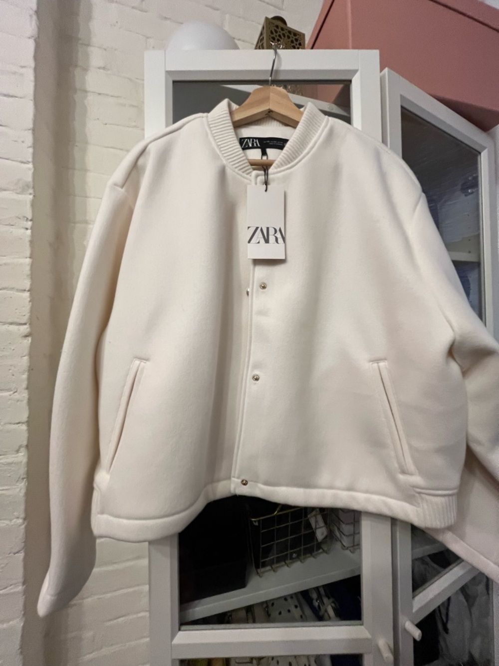 Zara Womens Off-White Bomber Jacket